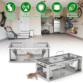 2Pack 11.81x5.63x4.45In 2-Door Humane Rat Trap Automatic Continuous Mouse Trap Reusable Galvanized Iron Live Animal Cage