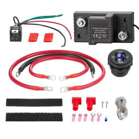 Dual Battery Isolator Kit, 12V 80 Amp, Manual and Automatic VSR Voltage Sensitive Relay with Voltmeter, LCD Screen, Smart Battery Isolator