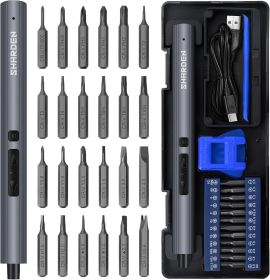 Mini Electric Screwdriver, 29 in 1 Small Electric Screw Driver Kit with 24 Magnetic Bits, Precision Cordless Repair Tool for Phone, Camera, Lapto