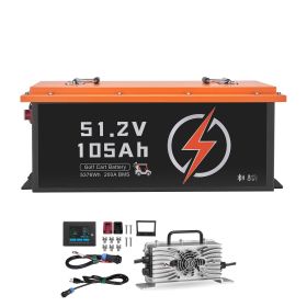 48V 105Ah Golf Cart Lithium Battery, 48 Volt Golf Cart Battery with 200A BMS, Touch Monitor and Mobile APP, LiFePO4 Battery with 600A Peak Curren