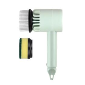 1pc Electric Spin Scrubber; Cordless Electric Cleaning Kitchenware Brush; Spinning Scrub Brush For Home Kitchen Pots Dishes (Capacity: 800mAh, Color: Light Green)