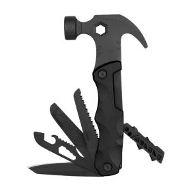 Multifunctional Survival Tools Foldable Outdoor Tool Hammer (Color: black, Type: Nail Hammer)