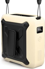 Portable Waist Fan Clip on Belt Under Shirt w/LED Display & Flashlight, 8000mAh Battery Powered (Color: Beige)