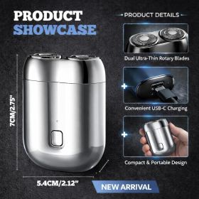 Electric Travel Razor Mini for Bald Men Dual Head Shaver Cordless Rechargeable Women Portable Pocket Close Razors Small Micro Foil Shavers Gifts (Color: Blue)