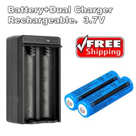 Battery 3000mAh 3.7V Rechargeable Li-ion Batteries for Torch Laser+Dual Charger (Quantity: 2*Batteries+1*Dual Charger)