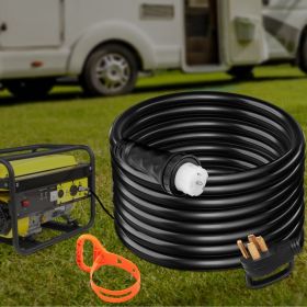 20Ft 50 Amp Generator Extension Cord STW 6/3 + 8/1 Generator Cord 125V 250V Generator Power Cord N14-50P & SS2-50R & CS6364 Twist Lock Connectors (Option: Black)